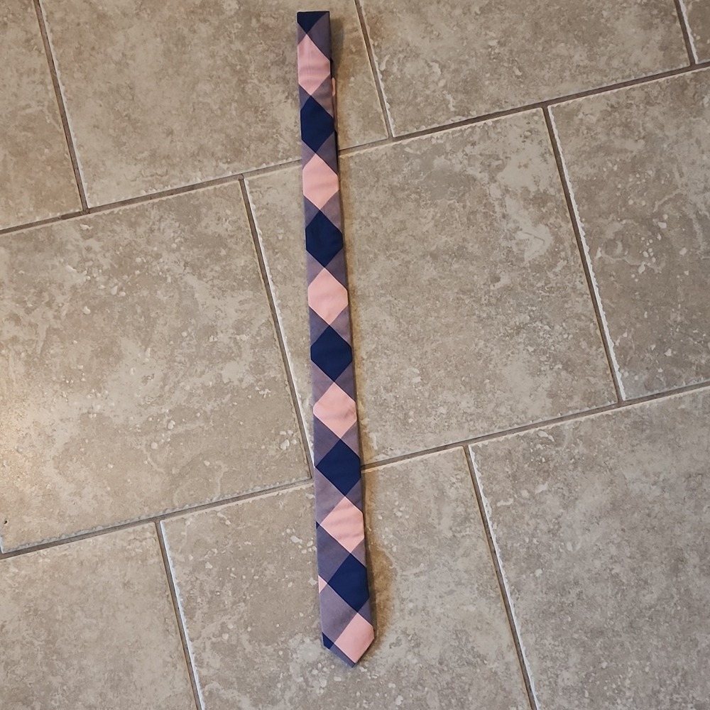 Original Penguin Cotton Geometric Skinny Designer Tie Blue Pink Gray Men